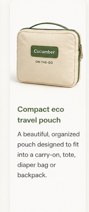 Cucumber compact eco travel pouch product mockup
