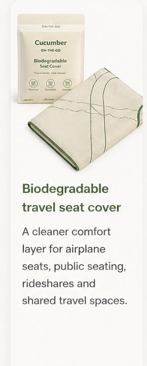 Cucumber biodegradable travel seat cover product mockup